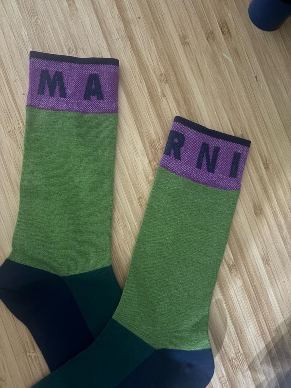 Unisex cotton  Green and Purple Logo Crew Socks brand new